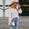 Women's Floral Print Long Sleeve T-Shirt - Versatile Round Neck Blouse for Casual & Everyday Wear - 3 of 4