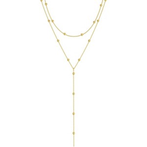 Lariat Y-Necklace for Women, 14K Gold/Silver Plated CZ Beaded Drop Pendant - 1 of 4