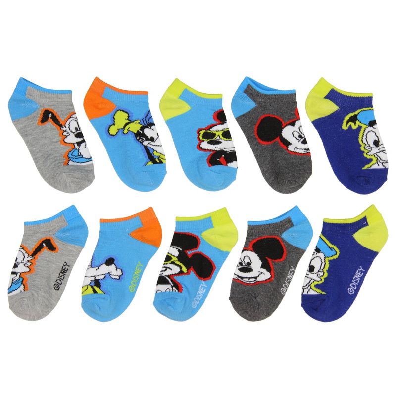 Disney Mickey Mouse And Friends Little Boys' Kids Ankle No Show Socks 5 Pairs Multicoloured, 2 of 5
