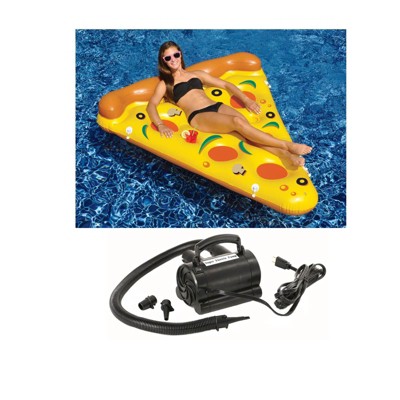 NEW Swimline 90645 Pool Inflatable Pizza Slice Float Raft Water w/ 110V Air Pump