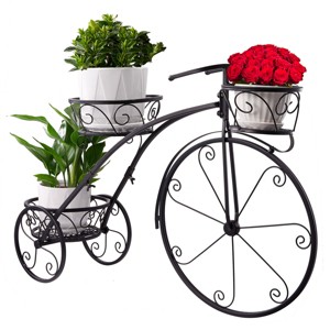 Sorbus Tricycle Plant Stand - Flower Pot Cart Holder - Ideal for Home, Garden, Patio (Black) - 1 of 4