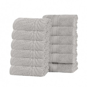 Chevron Zero Twist Cotton Solid and Jacquard Hand Towel Set of 6 by Blue Nile Mills - 1 of 4