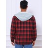 INSPIRE CHIC Men's Fleece Lining Drawstring Hooded Plaid Shirt Jacket - 3 of 4