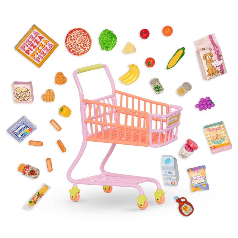Glitter Girls Shopping Cart &#38; Groceries Accessory Set for 14&#34; Dolls, 1 of 9