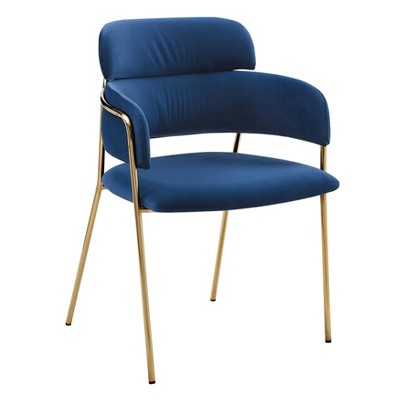 Metal Frame Velvet Accent Chair Blue - HomeFare