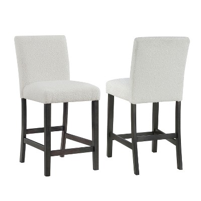 Simple Relax Set of 2 Upholstered Counter Height Dining Chairs in White and Charcoal Grey