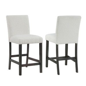 Simple Relax Set of 2 Upholstered Counter Height Dining Chairs in White and Charcoal Grey - 1 of 4