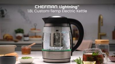 Chefman 1.8L Stainless Steel and Glass Electric Kettle with LED Display