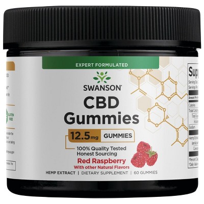 Swanson Cbd Gummies - Red Raspberry 12.5 mg 60 Gummies.