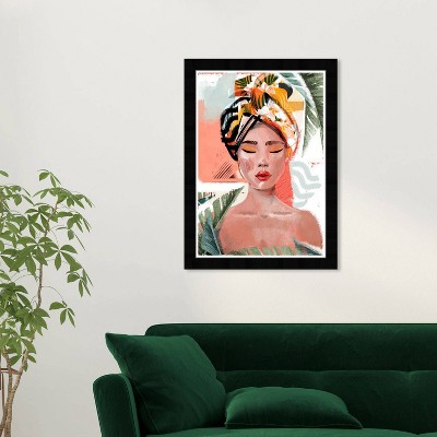 15" x 21" Tropical Fashion Portrait, Framed Digital Art Print, Vivid Orange - Wynwood Studio: Modern Glam Wall Decor