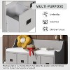 Gray Wash Wood Gray Wash Rectangular Movable Cushion Storage Bench with Drawers and Backrest Shoe Bench Bench with Removable Cushion for Entryway - 3 of 4