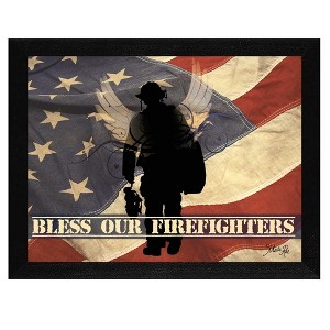 Bless our Firefighters By Marla Rae, Printed Wall Art, Ready To Hang Framed Poster, Black Frame - 1 of 4