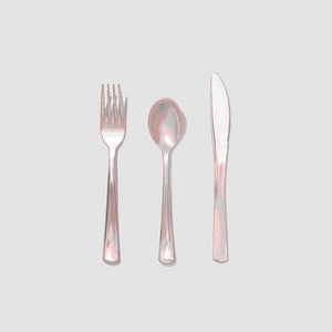 Coterie Party Metallic Rose Gold Cutlery (30 per pack) - 1 of 2