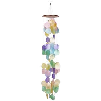 Woodstock Wind Chimes Asli Arts® Collection, Capiz Waterfall, 40'' Rainbow Wind Chime CWR