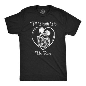 Mens Till Death Do Us Part T Shirt Funny Dead Skeleton Married Couple Joke Tee For Guys - Crazy Dog Men's T Shirt - 1 of 4