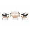 4 Piece Boho Acacia Wood Chat Set with Cushions,Outdoor Loveseat Patio Conversation Set,Rope Accent Chair Set with Coffee Table-Coolbibila - 2 of 4