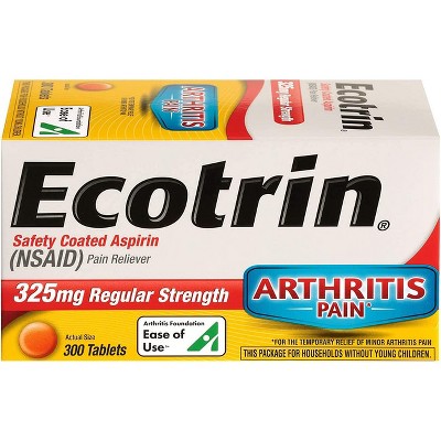 Ecotrin Safety Coated Aspirin - Regular Strength 325 mg 300 Tabs.