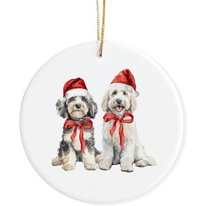 Lomsoe Dogs Ornament Dogs Lovers Christmas Xmas Ornaments Decor Funny Christmas Hanging Ceramic Ornament - 1 of 4