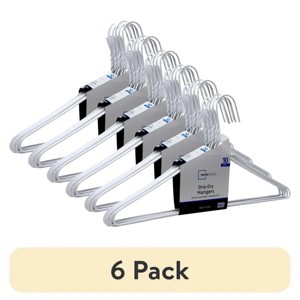 Racxily (6 pack) Drip Dry Wire Clothing Hangers, 10 Pack, Adult, White, Plastic Coated - 1 of 4
