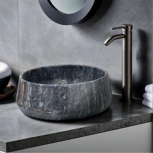 King Blue Marble Vessel Sink - Dark Grey Round Bathroom Sink - Handcrafted Premium Marble - Elegant Bathroom Decor - 1 of 4
