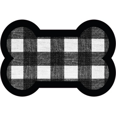 A&A Story Bone Gingham Dog Feeding Mat - White and Black