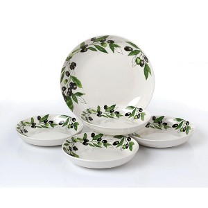 Lorren Home Trends Olive 5 Piece Porcelain Pasta Set - 1 of 4