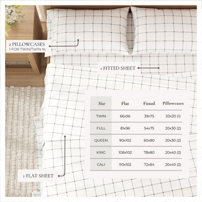 Full Size White and Grey Cotton Flannel Sheet Set