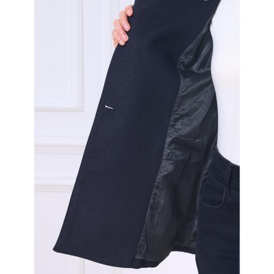 INSPIRE CHIC Women's Short Winter Warm Fully Lined Double Breasted Belted Slim Fit Pea Coat Small Navy Blue — фото 5