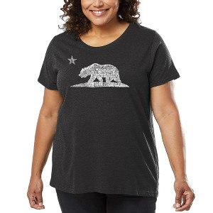 LA Pop Art Women's Word Art T-shirt - California Bear - 1 of 4