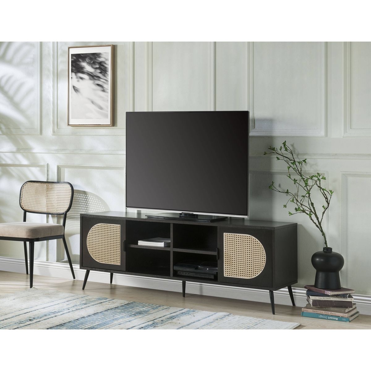 60" Colson Tv Stand and Console Black Finish - Acme Furniture - thumbnail 4