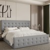 Bed Frame with 4 Storage Drawers, Linen Upholstered Platform Bed Frame with Wooden Slats Support, Button Tufted Design - 2 of 4