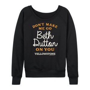 Women's - Yellowstone - Official Yellowstone Merchandise Lightweight French Terry Wide Neck Long Sleeve Shirt - 1 of 4