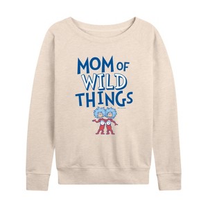 Women's - Dr. Seuss - Mom of Wild Things Lightweight French Terry Wide Neck Long Sleeve Graphic Shirt - 1 of 4