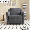 Zeus & Ruta 360° Swivel Armchair with Brass Nail Decor, Cotton Linen Skin-Friendly Fabric, Ergonomic Design for Indoor Living/Bedroom - 3 of 4