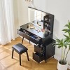Modern Vanity Desk with LED Lighted Mirror,Space-Saving Makeup Table with 4 Drawers & Stool for Bedroom–The Pop Home - 3 of 4