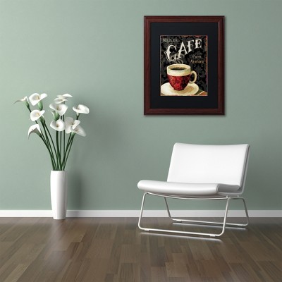 Vintage Coffee Cup Graphic Art on Canvas with Wood Frame