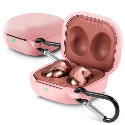 Insten Silicone Case for Samsung Galaxy Buds Pro (2021) / Galaxy Buds Live (2020) with Carabiner Keychain, Pink