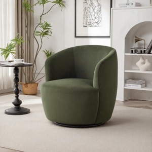 Velvet Swivel Accent Chair, 27" Wide Upholstered Barrel Armchair with Metal Base, Modern 360° Rotation Lounge Chair for Living Room - Cuddlewood - 1 of 4