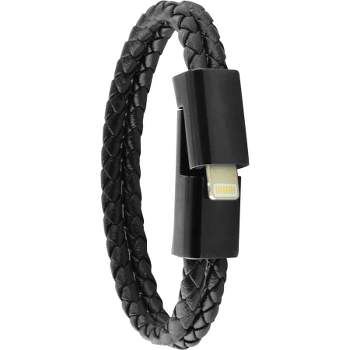 Ercko Double Leather Bracelet for iPhone 11/XR/11 Pro/XS/8/7/6/5 - Black (Size L)