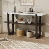 Narrow Console Table with Marble-Effect Top, Retro Entryway Table with Open Shelf, Sofa Table for Entryway - Leovsnove - 2 of 4