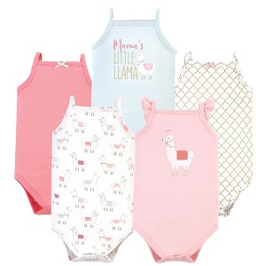 Hudson Baby Infant Girl Cotton Sleeveless Bodysuits 5pk, Llama - 1 of 4