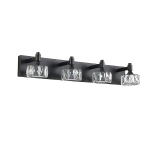 VYNXARIA Matte Black Wall Lights, Modern 4-Light Vanity Fixture with Crystal Glass Shades for Bathroom and Dressing Room - 1 of 4