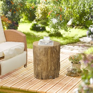 CIPACHO 17" Tall Tree Stump End Table, Concrete Sofa Side Table for Indoor and Outdoor Use, Garden Stool - 1 of 4