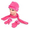 Toddler's 2-5 Solid Faux Fur Trimmed Mittens & Scarf Winter Set - 3 of 3