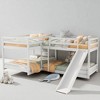 L-Shaped Full and Twin Size Bunk Bed with Slide and Short Ladder, Solid Wood Frame, White Finish - 2 of 4