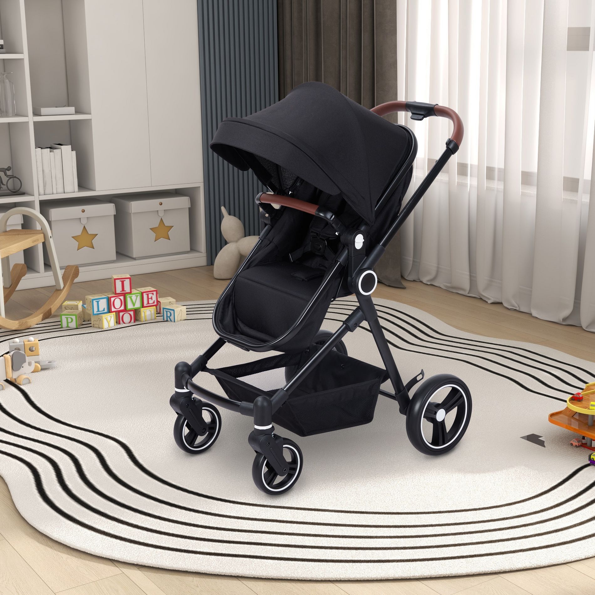 2-in-1 Toddler & Doll Stroller - Lightweight Jogging Stroller with Cup Holder & Shock Absorption