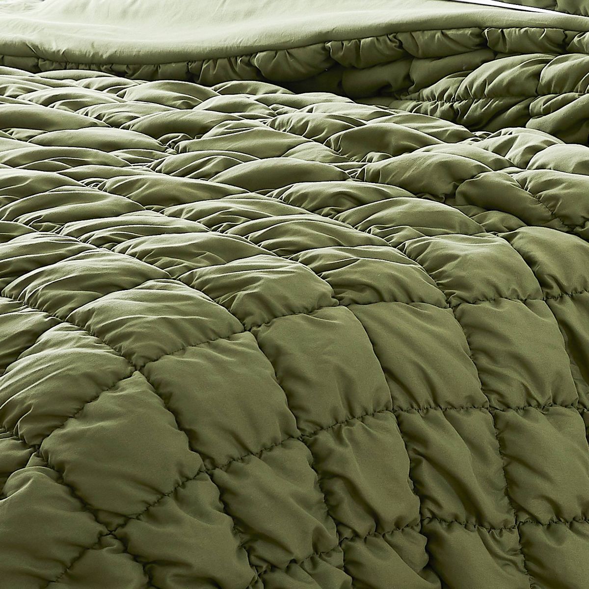 Lush Decor Full/Queen Puff Bed Blankets Green 3pc set - thumbnail 5