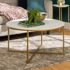 Vivian Glam X Leg Round Coffee Table Faux Marble - Saracina Home - image 2 of 4