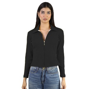 Artyska Women’s Ribbed Zip-Up Collared Long Sleeve Top - 1 of 4