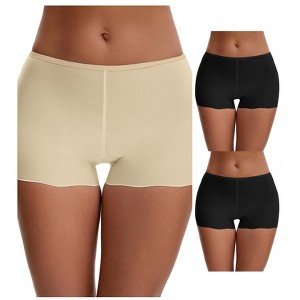INSPIRE CHIC Women's Seamless Ice Silk Lace Trim Slip Shorts for Under Dresses Lightweight Boyshorts 3 Packs - 1 of 4